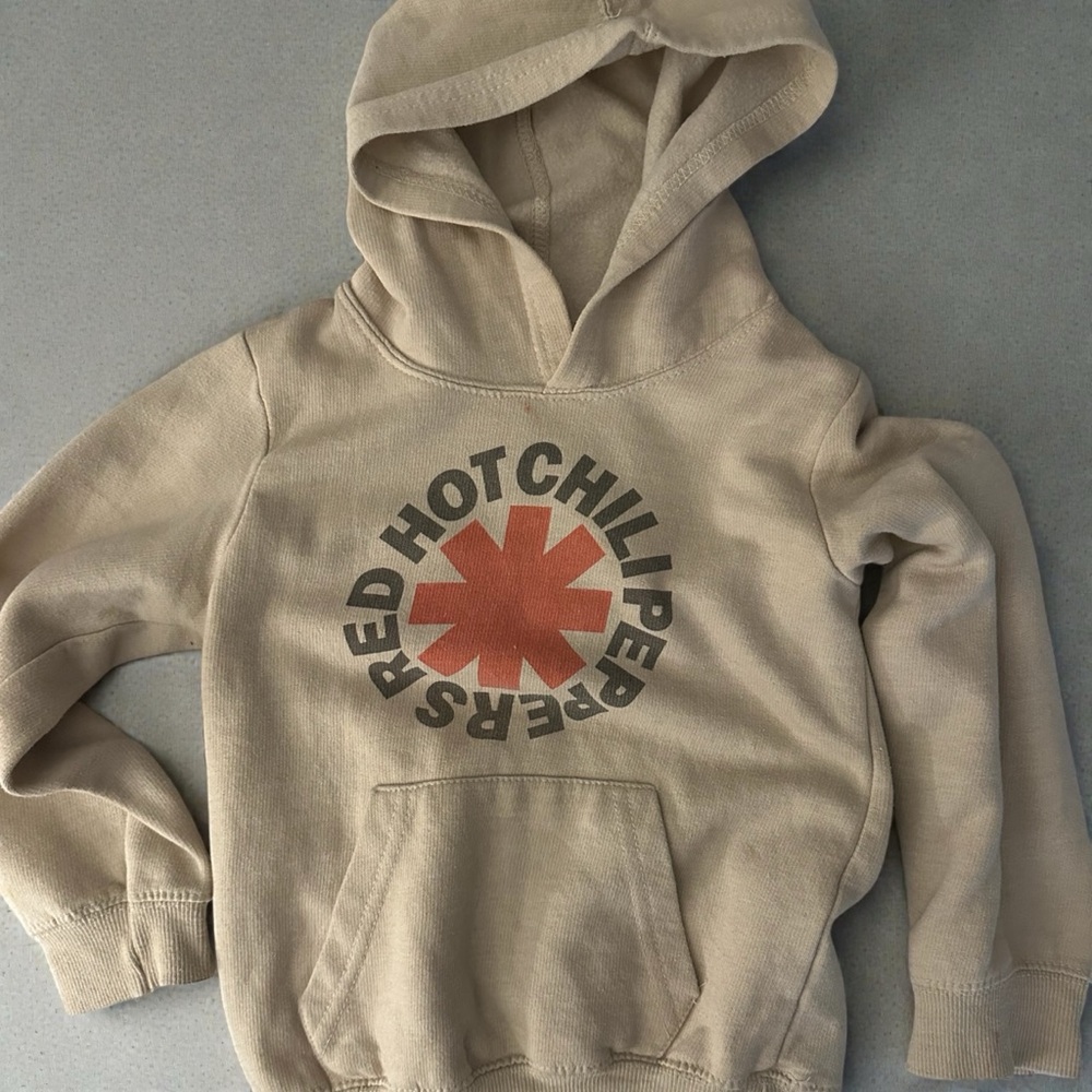 Kids Beige Hoodie with Red Graphic